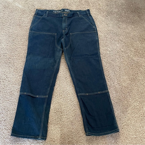 Carhartt Relaxed Fit Double Knee Rugged Flex Jeans Dark Wash Size 40 x 30 - Picture 2 of 12